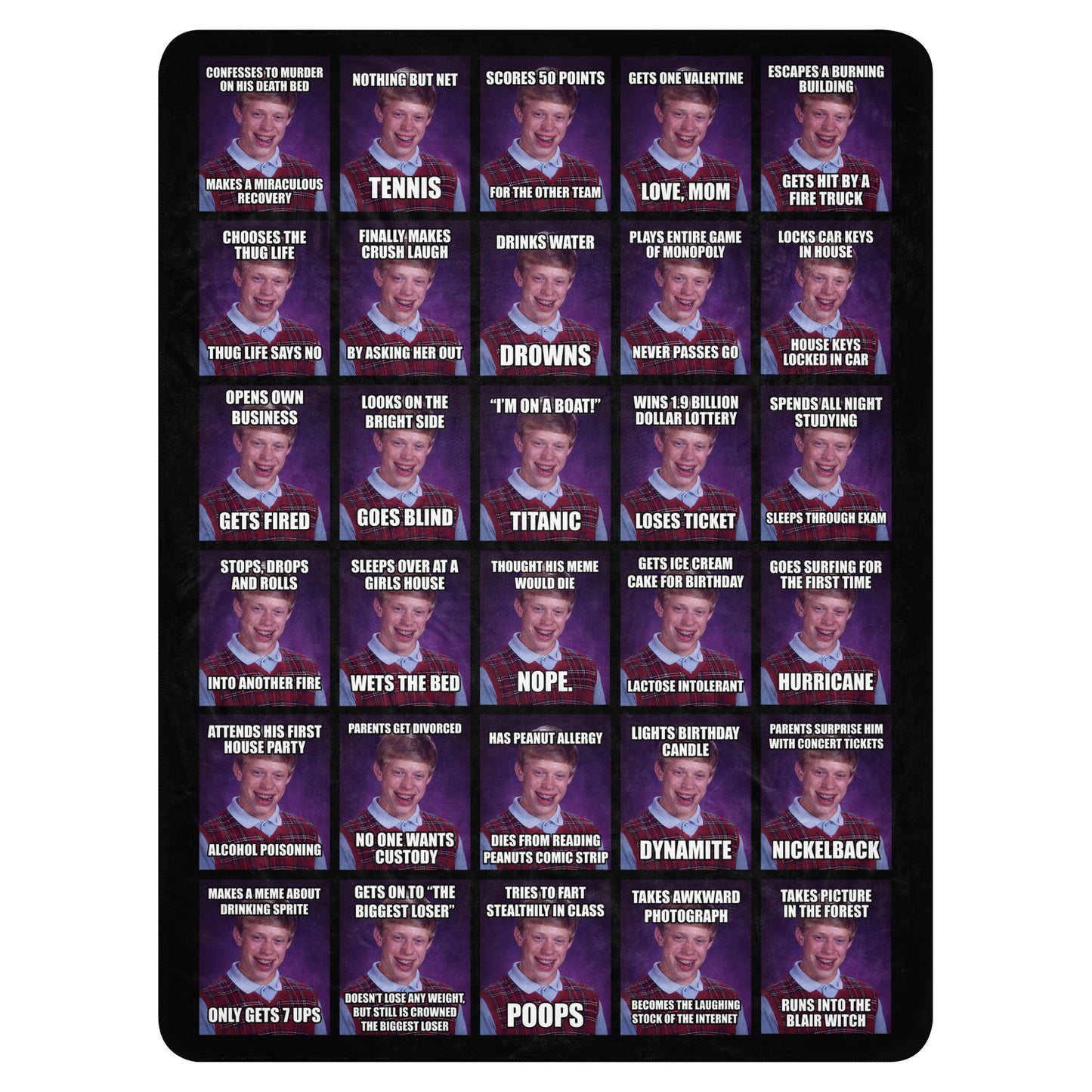 Bad Luck Brian Many Memes Sherpa Blanket